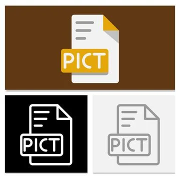 Set pict document format file type icons Stock Illustration