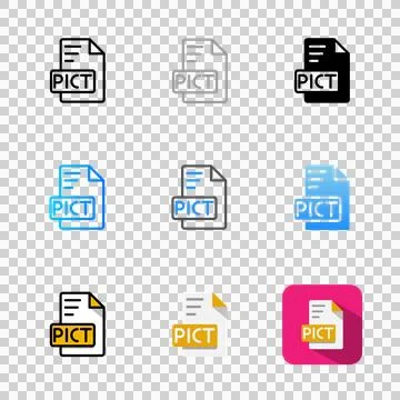Set pict extension document icon, file type symbol with simple style  Stock Illustration