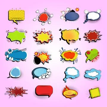 Set of picture blank template comic speech Stock Photos