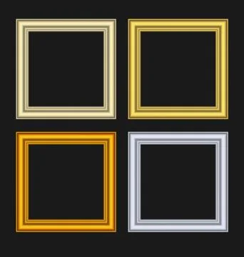 Set picture frames isolated on black background Illustrazione stock