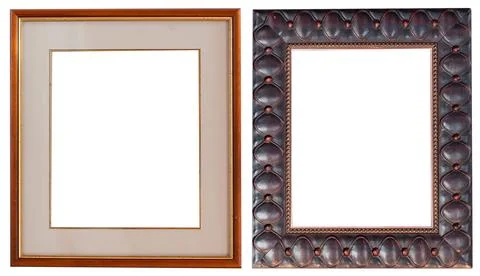 Set of picture frames isolated on white background antique carved gold 写真素材
