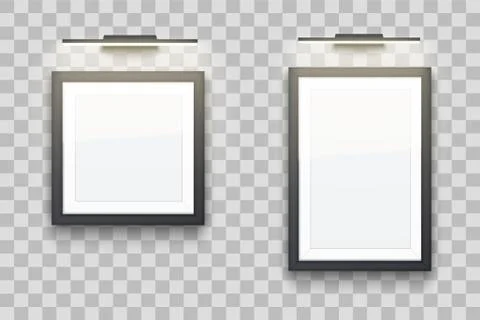 Set of Picture frames with light in gallery Illustrazione stock