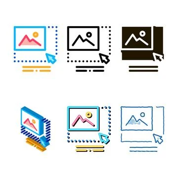 Set picture size increase icon vector outline Stock Illustration