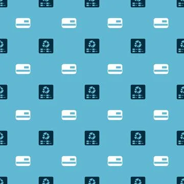 Set Pie chart infographic and Credit card on seamless pattern. Vector Illustrazione stock