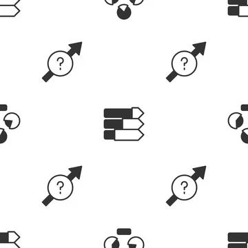Set Pie chart infographic, and Arrow on seamless pattern. Vector Illustrazione stock