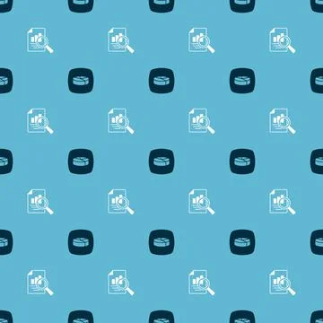 Set Pie chart infographic and Document with on seamless pattern. Vector Illustrazione stock