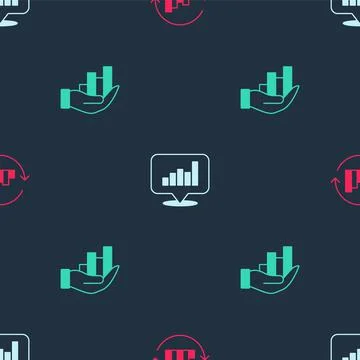 Set Pie chart infographic, and on seamless pattern. Vector Illustrazione stock
