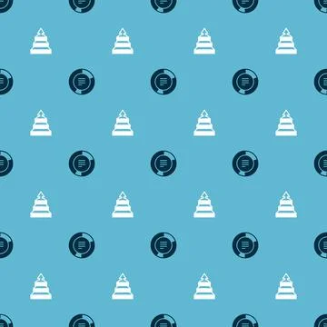 Set Pie chart infographic and Pyramid infographics on seamless pattern. Vector Stock Illustration