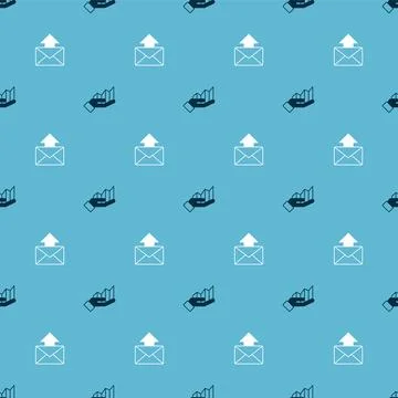 Set Pie chart infographic and Mail and e-mail on seamless pattern. Vector Illustrazione stock