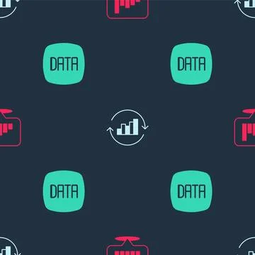 Set Pie chart infographic, and Data analysis on seamless pattern. Vector Illustrazione stock