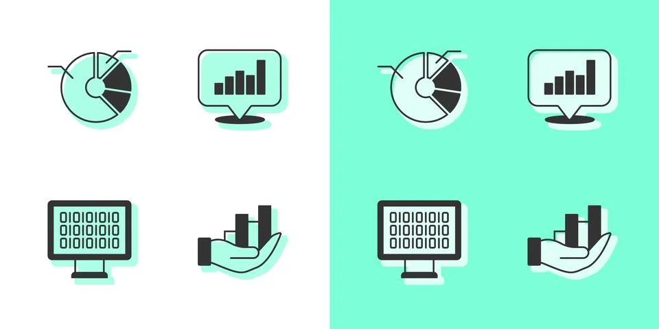 Set Pie chart infographic, Binary code and icon. Vector イラスト素材
