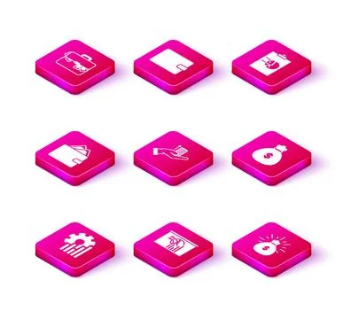 Set Pie chart infographic, Board with, Wallet stacks paper money cash, Money イラスト素材