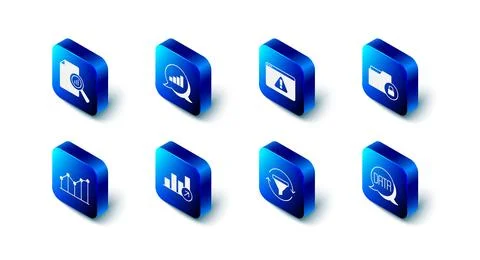 Set Pie chart infographic Browser with exclamation mark Folder and lock Data  스톡 일러스트