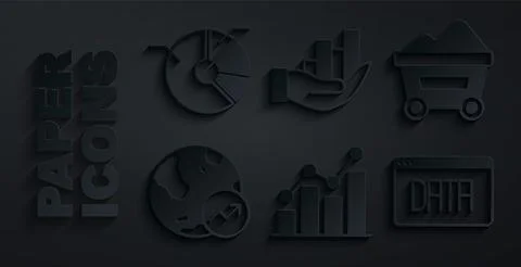 Set Pie chart infographic, Coal mine trolley, Financial growth, Data analysis イラスト素材