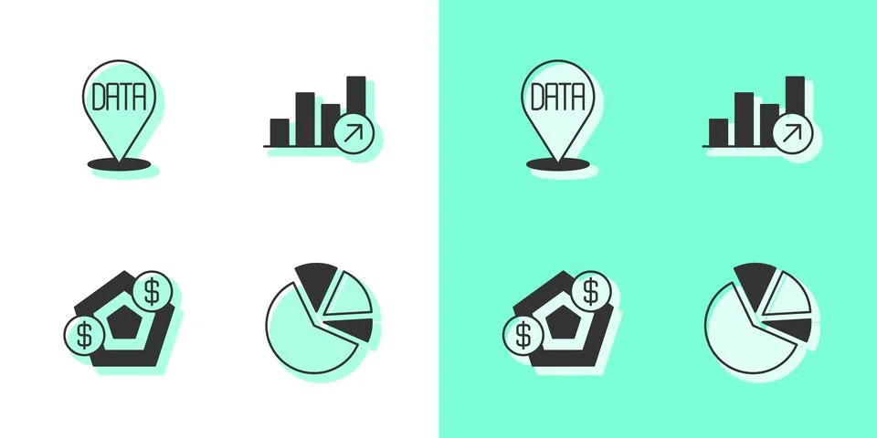 Set Pie chart infographic, Data analysis, Financial growth and  icon. Vector イラスト素材