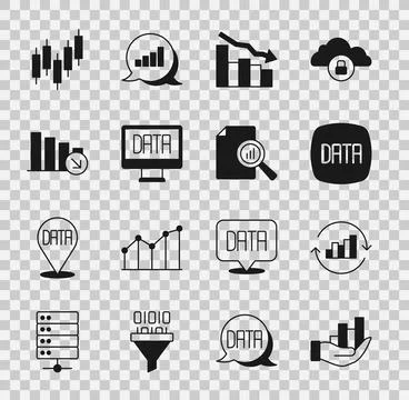 Set Pie chart infographic, Data analysis, Financial growth decrease, Browser 库存插图