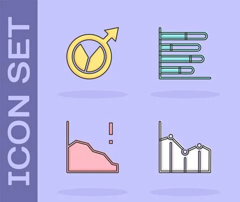 Set Pie chart infographic, Financial growth, decrease and icon. Vector Stock Illustration