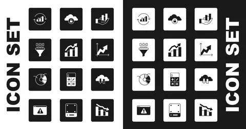 Set Pie chart infographic, Financial growth, Binary code, Cloud computing lock Illustrazione stock