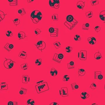 Set Pie chart infographic, Financial growth, and Server security with padlock on Stock Illustration