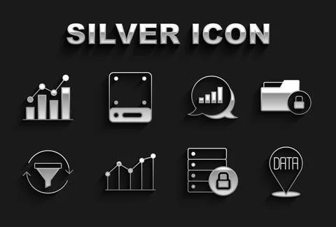 Set Pie chart infographic, Folder and lock, Data analysis, Server security with Stockillustratie