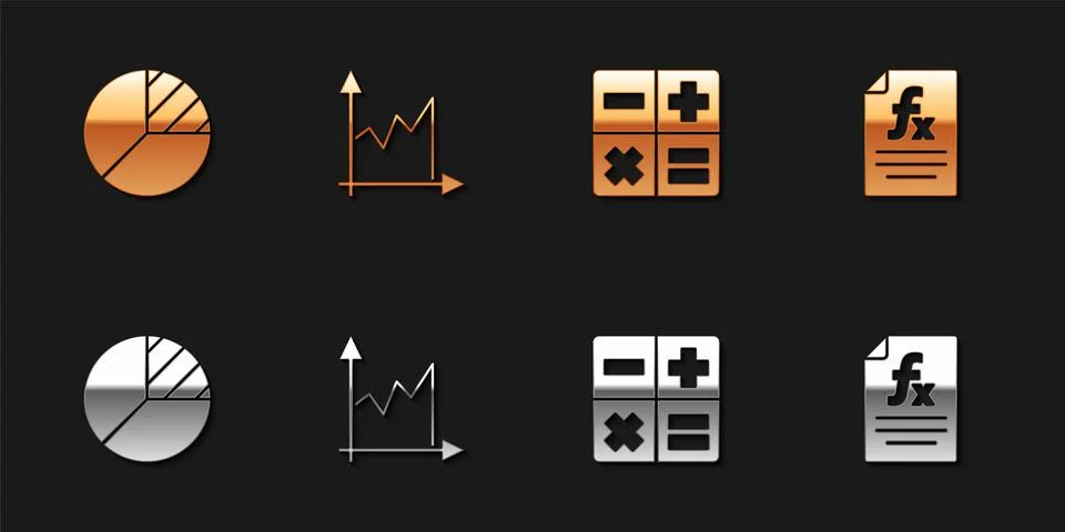 Set Pie chart infographic, Graph, schedule, chart, diagram, Calculator and Stock Illustration