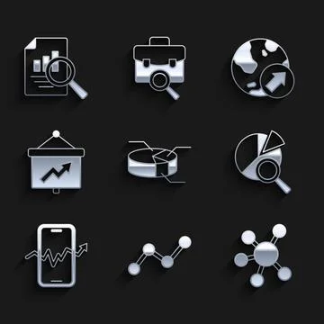 Set Pie chart infographic, Graph, Project team base, Search data analysis Stock Illustration