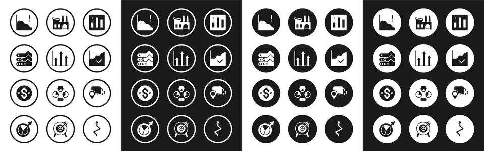Set Pie chart infographic, Graph, chart, diagram, Financial growth decrease.. Stock Illustration