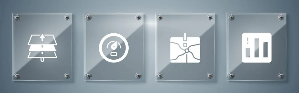 Set Pie chart infographic, Intersection point, Digital speed meter and Layers Stock Illustration