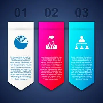 Set Pie chart infographic, Man with headset and Referral marketing. Business  イラスト素材