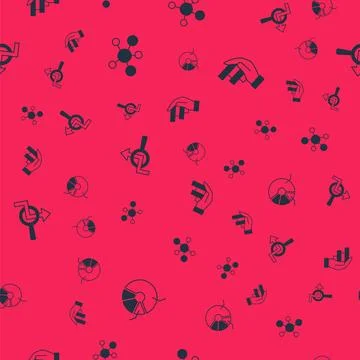 Set Pie chart infographic, Mind map, Search data analysis and on seamless p.. Stock Illustration