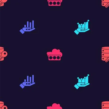 Set Pie chart infographic, , Password protection and Server security with key on Stock Illustration