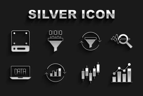 Set Pie chart infographic, Search data analysis, Browser with stocks market Stock Illustration