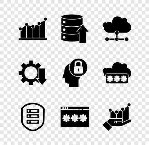 Set Pie chart infographic, Server, Data, Web Hosting, Network cloud connection 스톡 일러스트