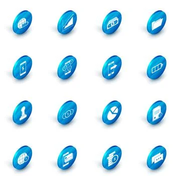 Set Pie chart infographic, Stacks paper money cash, Document folder, Smartphone Illustrazione stock