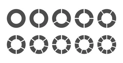 A set of pie charts for the user interface. A circular graph with steps, sect Stockillustratie