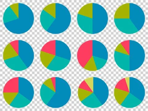 Set of pie charts with various ratio Stock Illustration