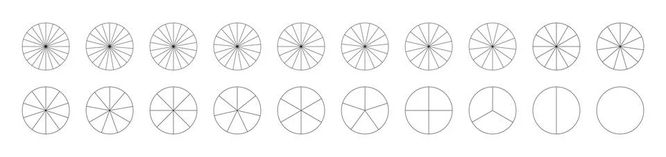 Set of pie, pizza charts. Segmented charts. Segments infographic. Diagram wheel イラスト素材