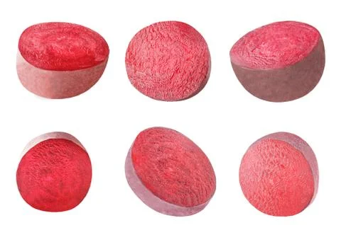 Set of piece of beet isolated on white Stock Photos