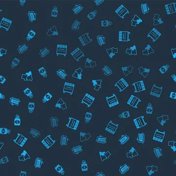 Set Piece of cake, Oven, Bread toast and Jar sugar on seamless pattern. Vector Stock Illustration