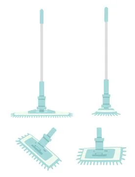 Set of pieces modern plastic mop flat vector illustration isolated on white b Stock Illustration