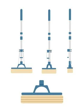 Set of pieces modern plastic mop flat vector illustration isolated on white b Stock Illustration