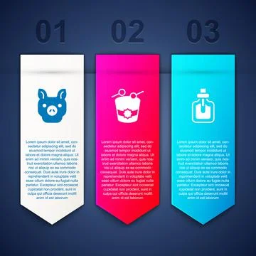 Set Pig, Ramadan drum and Perfume. Business infographic template. Vector Stock-Illustration
