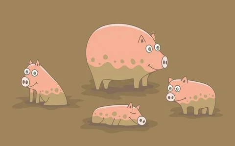 Set of Pigs Stock Illustration