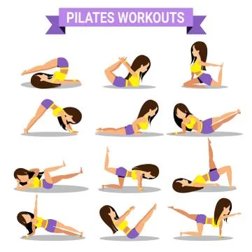 Set of pilates workouts design Illustrazione stock