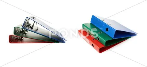 Set of Pile Office folders isolated over the white background Stock Photos