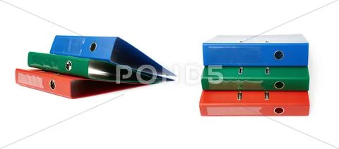 Set of Pile Office folders isolated over the white background Stock Photos