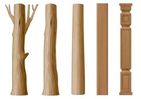 Set of pillars of wood Stock Illustration