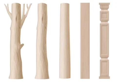 Set of pillars of wood Stock Illustration