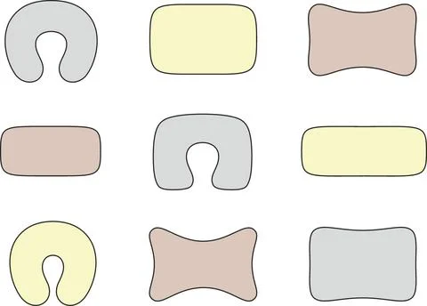 Set of pillows and headrests. Stock Illustration