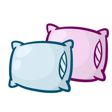 Set of pillows. Large and small object. Cartoon flat illustration. Stock Illustration